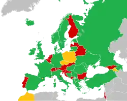 Mapa z zaznaczeniem państw uczestniczących