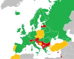 Mapa z zaznaczeniem państw uczestniczących