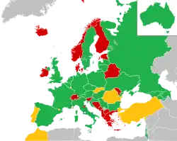 Mapa z zaznaczeniem państw uczestniczących