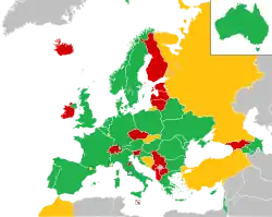 Mapa z zaznaczeniem państw uczestniczących