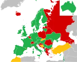 Mapa z zaznaczeniem państw uczestniczących