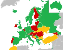 Mapa z zaznaczeniem państw uczestniczących