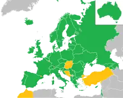 Mapa z zaznaczeniem państw uczestniczących