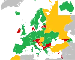 Mapa z zaznaczeniem państw uczestniczących