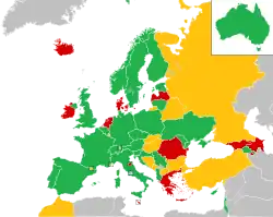 Mapa z zaznaczeniem państw uczestniczących