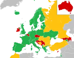 Mapa z zaznaczeniem państw uczestniczących