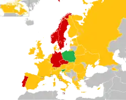 Mapa z zaznaczeniem państw uczestniczących