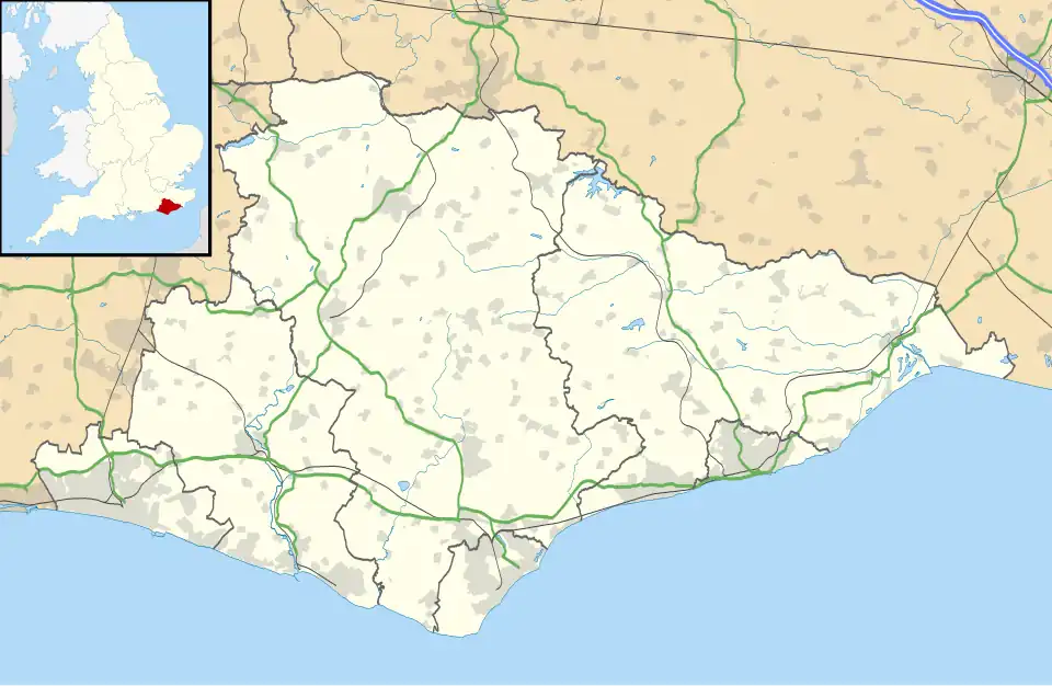 Mapa konturowa East Sussex, po lewej znajduje się punkt z opisem „Chailey”