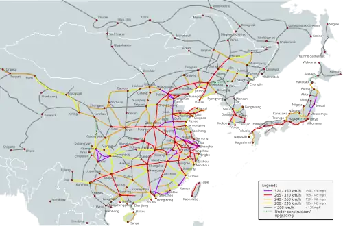 Osobny artykuł: Kolej dużych prędkości w Azji. (aktualne)