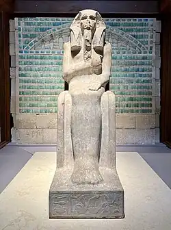 Znaleziony w piramidzie posąg Dżesera, obecnie w Muzeum Egipskim w Kairze