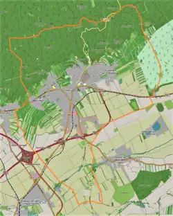 Mapa konturowa Eisenstadtu, w centrum znajduje się punkt z opisem „Katedra św. Marcina w Eisenstadt”