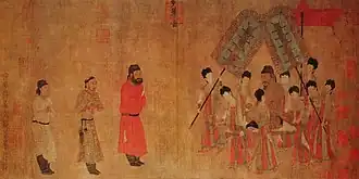 Yan Liben (ok. 600 - 673), Cesarz Taizong przyjmuje tybetańskiego posła. Kopia z czasów dynastii Song (960-1279)