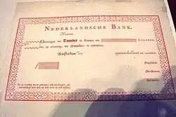 Banknot wydrukowany przez Joh. Enschedé z zabezpieczeniami Fleischmana na obrzeżach