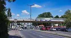 Widok na estakadę od południa, z alei 29 Listopada