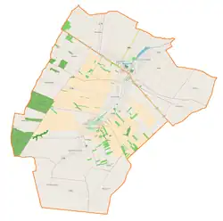 Mapa konturowa gminy Fajsławice, w centrum znajduje się punkt z opisem „Siedliska Pierwsze”