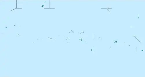 Mapa konturowa Mikronezji, blisko lewej krawiędzi nieco u góry znajduje się punkt z opisem „Yap”