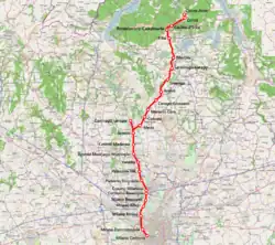 Mapa przebiegu linii kolejowej