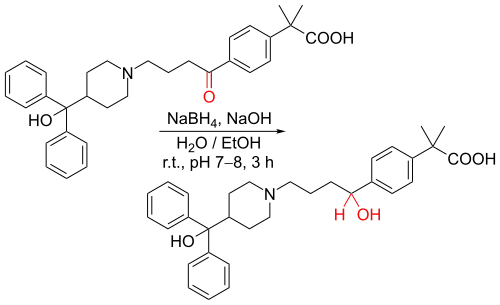 Synteza feksofenadyny. Etap redukcji borowodorkiem sodu
