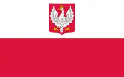 Flaga II Rzeczypospolitej z herbem państwowym w latach 1919–1928