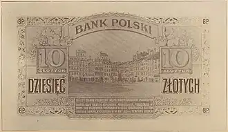 Rewers fotoprojektu 10 złotych 1927
