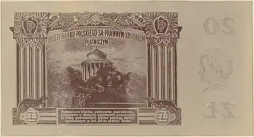 Rewers fotoprojektu 20 złotych 1927