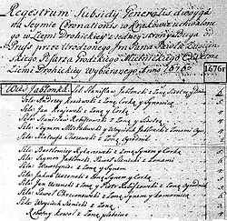 Fragment spisu mieszkańców Jabłonki Koscielnej z 1676r