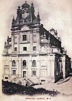 Kościół od wschodu ok. 1880 roku przed zburzeniem szczytów przez Rosjan