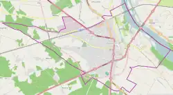 Mapa konturowa Góry Kalwarii, na dole nieco na prawo znajduje się punkt z opisem „Stefanów”