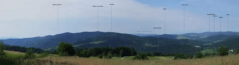 Widok z Malnika na grzbiet Magury Kurczyńskiej i Góry Lubowelskie