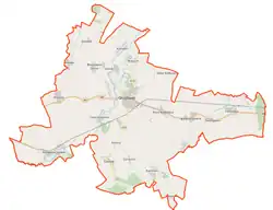 Mapa konturowa gminy Głogówek, po prawej nieco na dole znajduje się punkt z opisem „Mikulsko”