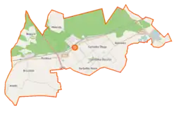 Mapa konturowa gminy Garbatka-Letnisko, w centrum znajduje się punkt z opisem „Garbatka-Letnisko”