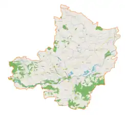 Mapa konturowa gminy Gdów, po prawej nieco u góry znajduje się punkt z opisem „Cichawa”