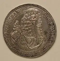 Awers medalu pogrzebowego wybitego w Legnicy w 1675 roku.