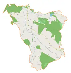 Mapa konturowa gminy Gidle, blisko centrum u góry znajduje się punkt z opisem „Gidle”