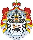 Wizerunek herbu Giedrojć z potwierdzenia w 1880 roku dla Kazimierza Michała Giedroycia przez cara Aleksandra II.