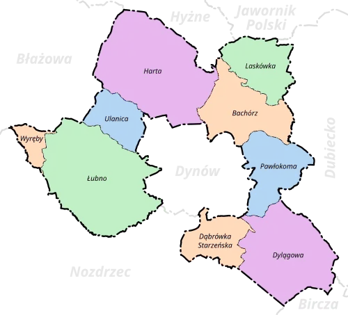 Podział administracyjny gminy Dynów