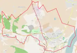 Mapa konturowa Gniewa, na dole po prawej znajduje się punkt z opisem „miejsce bitwy”
