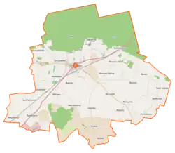 Mapa konturowa gminy Gniewkowo, w centrum znajduje się punkt z opisem „Gniewkowo”