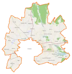 Mapa konturowa gminy wiejskiej Gniezno, u góry znajduje się punkt z opisem „Modliszewko”