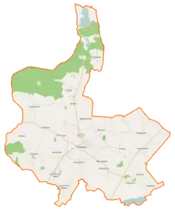 Mapa konturowa gminy Gołańcz, u góry znajduje się punkt z opisem „Smogulec”
