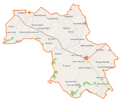 Mapa konturowa gminy Gołymin-Ośrodek, na dole znajduje się punkt z opisem „Garnowo Duże”