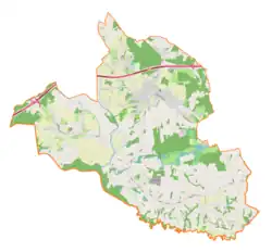 Mapa konturowa gminy Godów, blisko centrum na lewo u góry znajduje się punkt z opisem „Podbucze”