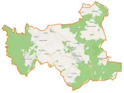 Mapa konturowa gminy Golczewo, blisko centrum na prawo znajduje się punkt z opisem „Golczewo”