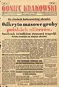Nr 88, str 1, pierwsza informacja o odkryciu masowych grobów
