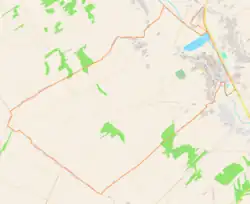 Mapa konturowa Goraja, u góry znajduje się punkt z opisem „Folwarki”