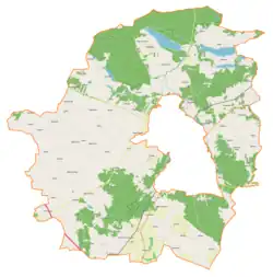 Mapa konturowa gminy wiejskiej Gostynin, u góry znajduje się punkt z opisem „Lubaty”