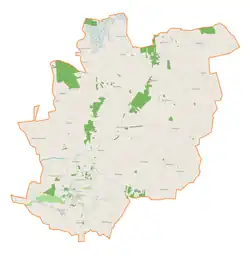 Mapa konturowa gminy Goszczanów, na dole po lewej znajduje się punkt z opisem „Waliszewice”