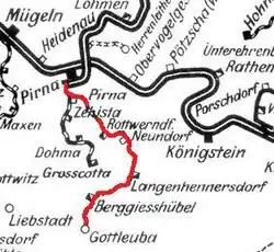 Mapa przebiegu linii kolejowej 6603Streckennummern.