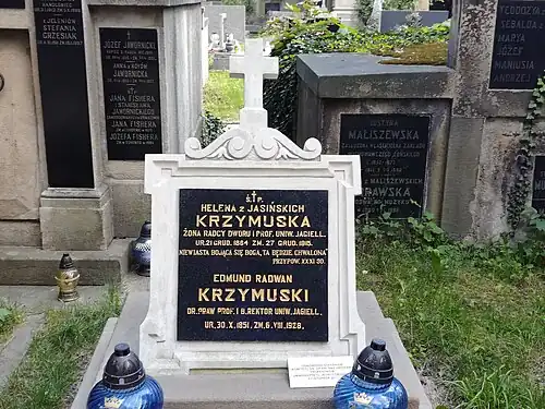 Grób prof. Edmunda Krzymuskiego na cmentarzu Rakowickim