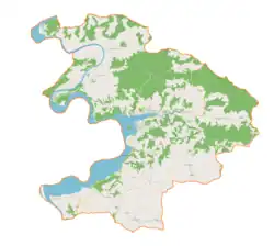 Mapa konturowa gminy Gródek nad Dunajcem, na dole po lewej znajduje się punkt z opisem „Zbyszyce”